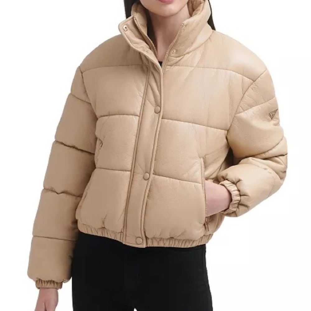 Women's Faux-Leather Puffer Coat